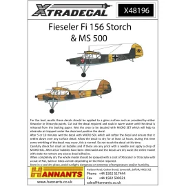 Decalcomania Fieseler Fi-156C-3 Storch (6) Trop WNr 5837 DJ + PC SS-Obergruppenfuhrer Paul Hauser RLM79 / 68; 5K + ZA Stab / K