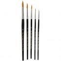 Set pennelli acrilici Gold Line, dim. 1-18 , l: 2-7 mm, rotondo, 5asst.