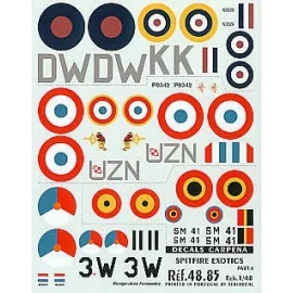 Decalcomania International Supermarine Spitfire Pt 4 (4) Mk.Ia N3029 DW-K 610 Squadron Biggin Hill 1940 Mk.IIb P8342 UZ-N 306 (P