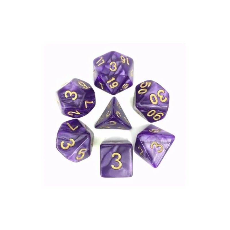  Exclusive to Micromania - Set of 7 multi-format dice - Pearly purple and gold number