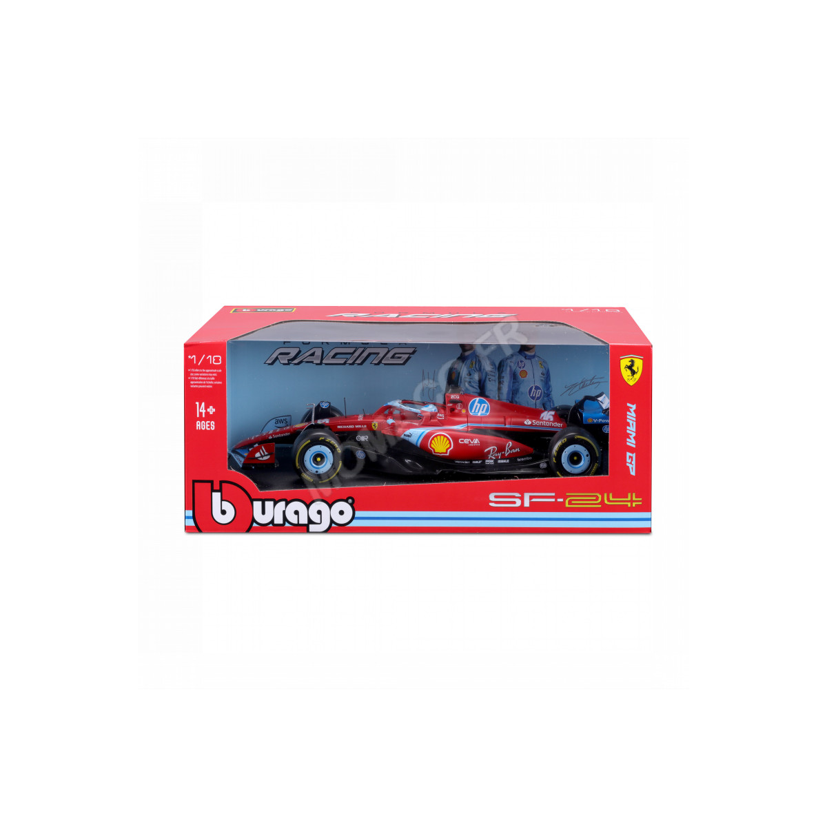 Burago FERRARI F1 SF-24 TEAM SCUDERIA FERRARI 16 CHARLES LECLERC GRAND PRIX MIAMI 2024 3RD