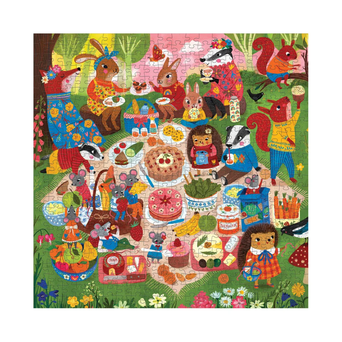  Puzzle Mudpuppy: PICNIC NELLA FORESTA 51x51cm, 500 pezzi, in una scatola 20x20x5cm, 8+