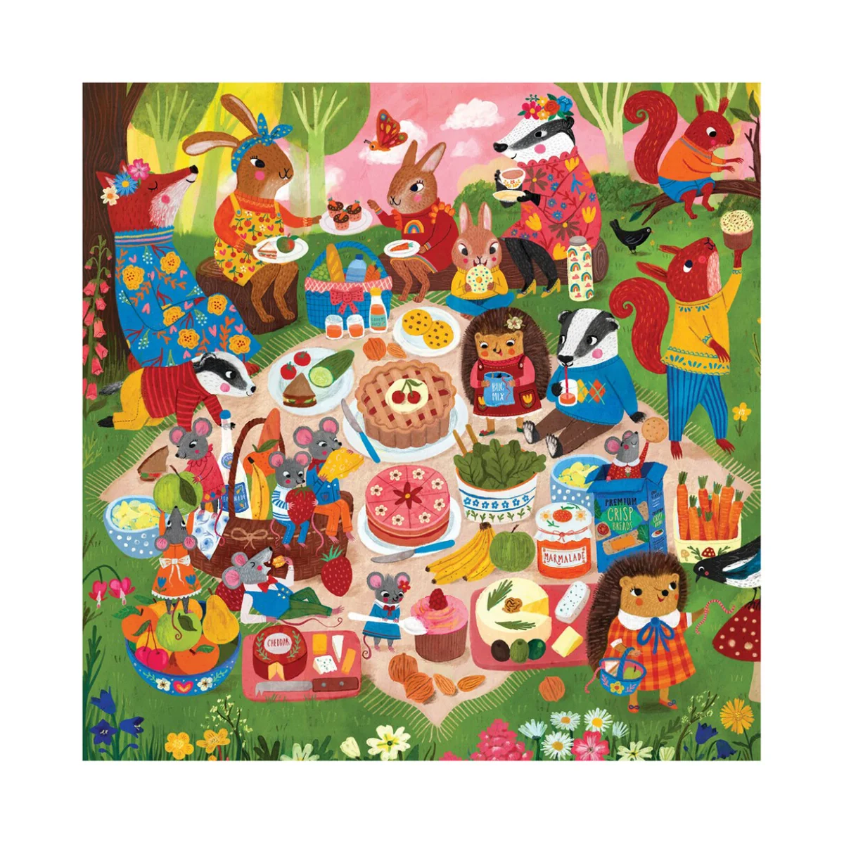Puzzle per bambini Puzzle Mudpuppy: PICNIC NELLA FORESTA 51x51cm, 500 pezzi, in una scatola 20x20x5cm, 8+
