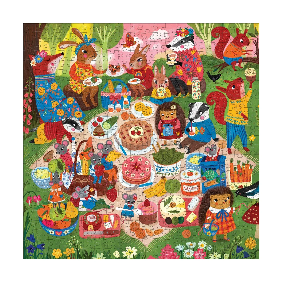 Puzzle Mudpuppy: PICNIC NELLA FORESTA 51x51cm, 500 pezzi, in una scatola 20x20x5cm, 8+