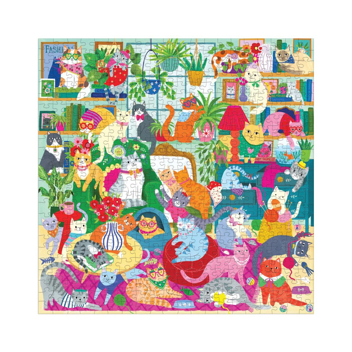  Puzzle Mudpuppy: CATURDAY AFTERNOON 51x51cm, 500 pezzi, in una scatola 20x20x5cm, 8+