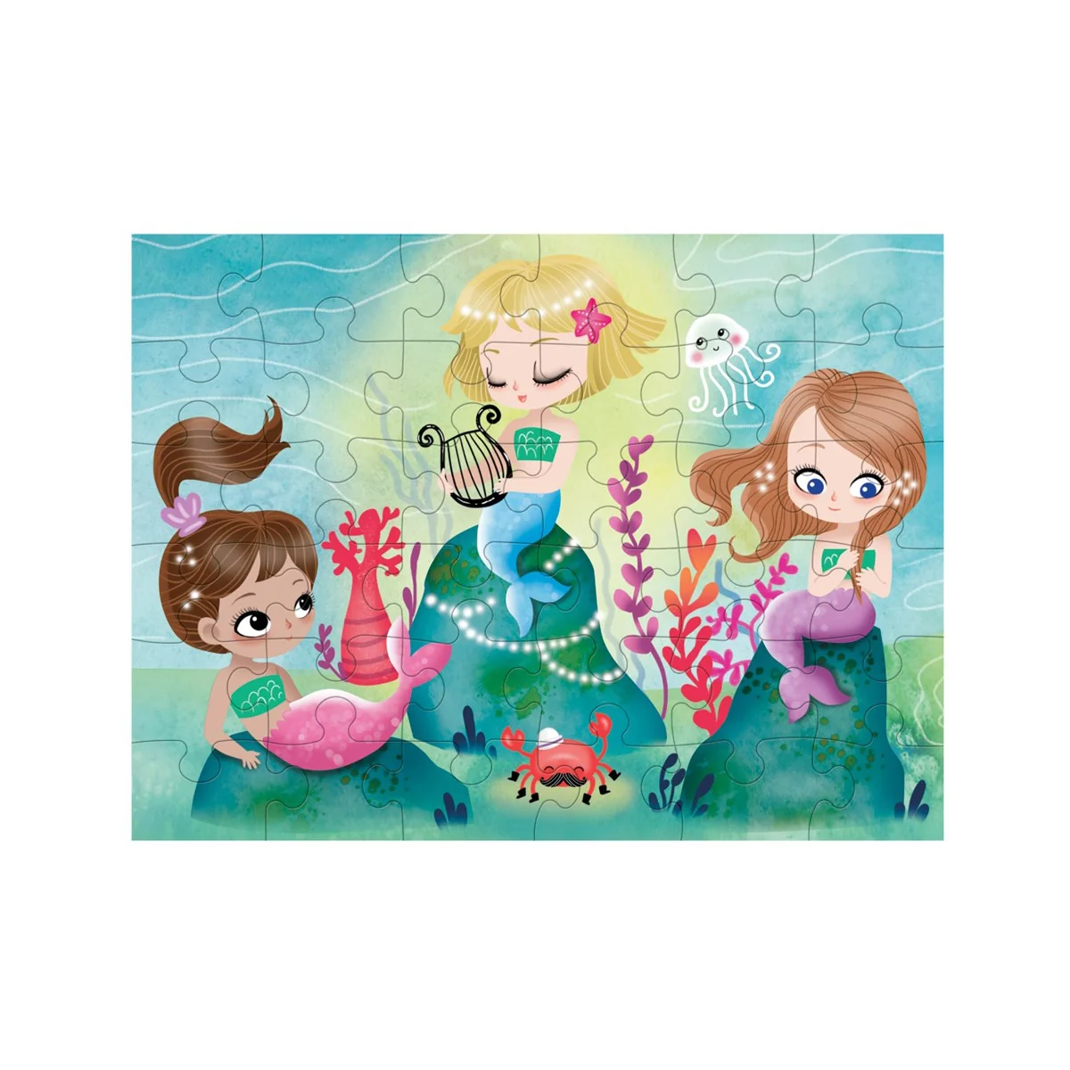 MUDPUPPY Puzzle Mudpuppy: SIRENE 30,5x23 cm, 36 pezzi, puzzle da viaggio, in una borsa di cotone 16,5x19 cm, puzzle 30,5 x 23 cm