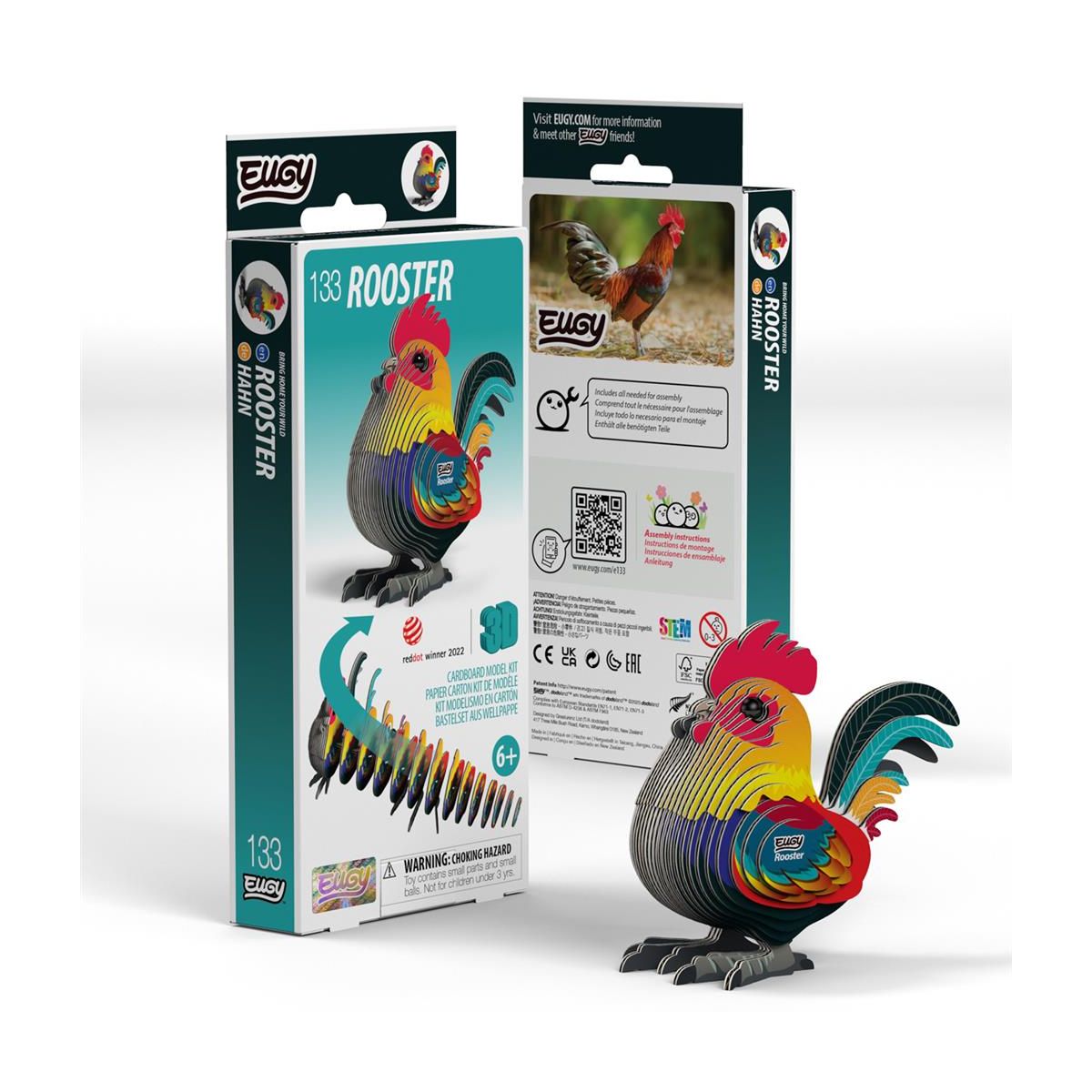  Eugy 3D Model: FARM ANIMAL / ROOSTER 7.7x4.42x5.6cm, cardboard, boxed, 6+