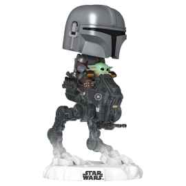 Figurini Pop Star Wars: The Mandalorian and Grogu POP! Rides Deluxe Vinyl Figure Bobble Head The Mandalorian with Grogu in Impe